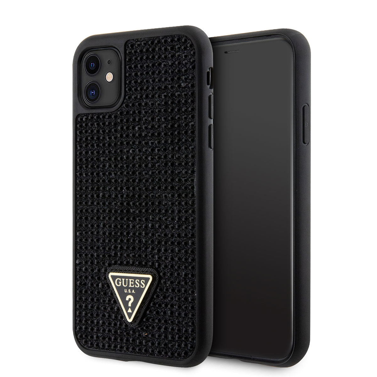 Guess iPhone 11 Kılıf Orjinal Lisanslı Taşlı Arka Yüzey Üçgen Logolu Telefon Kılıfı - 1 Guess iPhone 11 Kılıf Orjinal Lisanslı Taşlı Arka Yüzey Üçgen Logolu Telefon Kılıfı - 1
